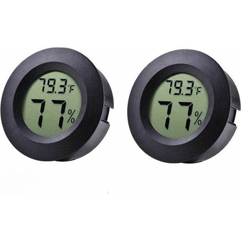 Thermometre Hygrometre - Pour Refrigerateur Et Congelateur - Affichage Numerique - Noir - Lot De 2 (1/4)