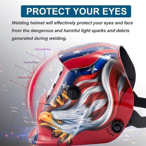 Automatischer Schweißhelm Schweißermaske Kontinuierlicher Schutz Komfortabel Spritzschutz Verstellbar Stoßfest Sicherheitshelm mit Visier Netz (1/4)