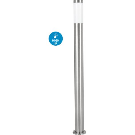 Paletto Esterno Helsinki Acciaio Argento Policarbonato Bianco 1 Luce E27 75Cm (1/5)