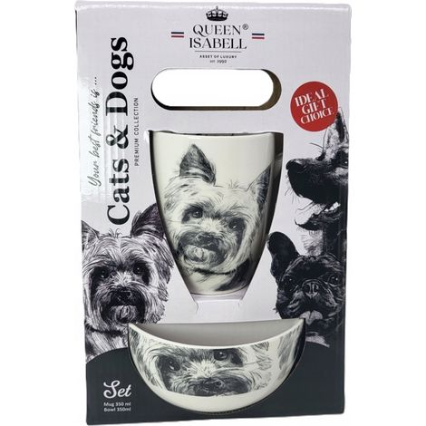 Ein tolles Set aus Tasse und Schüssel mit dem Bild eines Yorkshire Terriers als Geschenk (1/5)