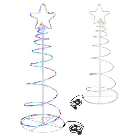 SPRINGOS LED Spiral-Lichterbaum mit Stern 135 cm hoch mit 192 LEDs multicolor LED-Weihnachtsbaum Spiral Tannenbaum für Innen und Außen Nachtlicht Tischlampe
