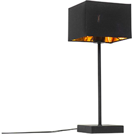 Modern Table Lamp Black Fabric Lampshade Black with Gold - VT 1