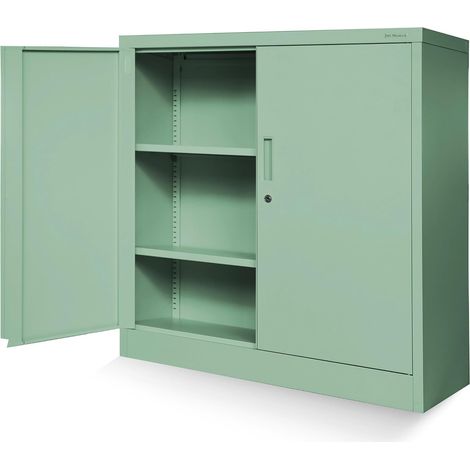Armoire de Bureau Armoire métallique de Rangement 2 étagères réglables Revêtue de Poudre Verrouillable Vert Pastel (1/5)