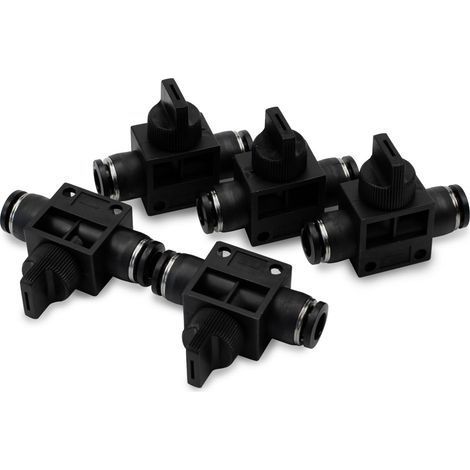 5pcs 8mm Tubes OD Ball Valve Air Flow Control Straight Pneumatic Union Fitting Push To Connect (1/4)