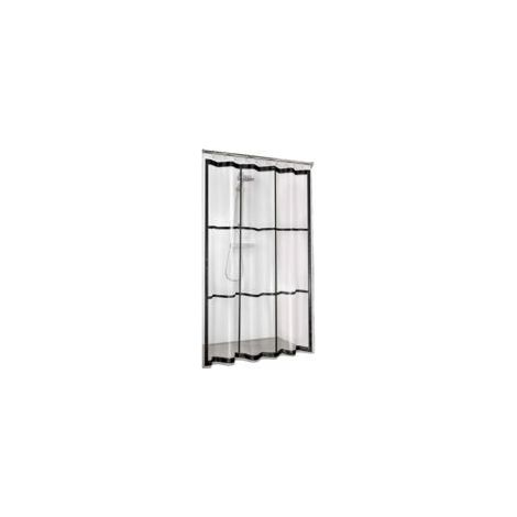 Rideau de douche, sans PVC, imperméable, rideau de baignoire et de douche, couleur : transparent/noir, largeur x hauteur : 180 x 200 cm. (1/2)