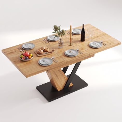 FurnitureR Marble Extendable Dining Table 120 to 160cm with Iron Legs (1/5)