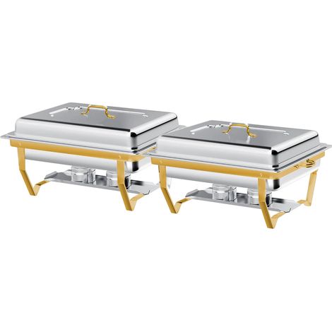 Piatto da portata, acciaio inox, bruciatori a doppia alimentazione, confezione da 2, 23 cm (9 pollici) (1/2)