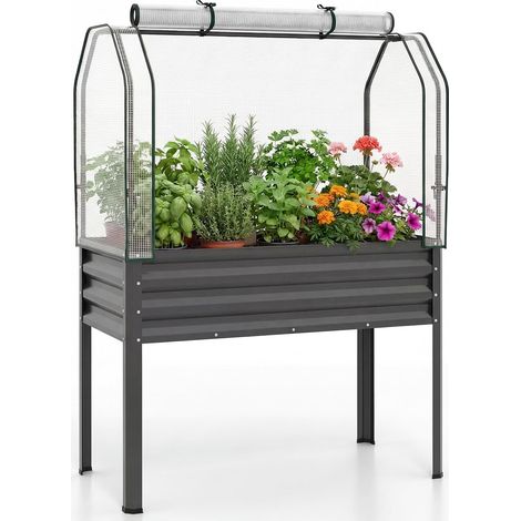 COSTWAY Fioriera Rialzata Rettangolare Letto Da Giardino Orto Rialzato Verticale Da Esterno Serra Aiuola Vasi Per Orto In Metallo Gambe Alto Grande Ergonomico (1/5)