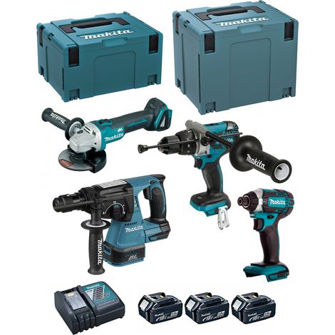 MAKITA Kit DLX4050TJ (DHP481 + DTD152 + DHR243 + DGA504 + 3 x 5,0 Ah + DC18RC + MAKPAC 3 + MAKPAC 4) (1/5)