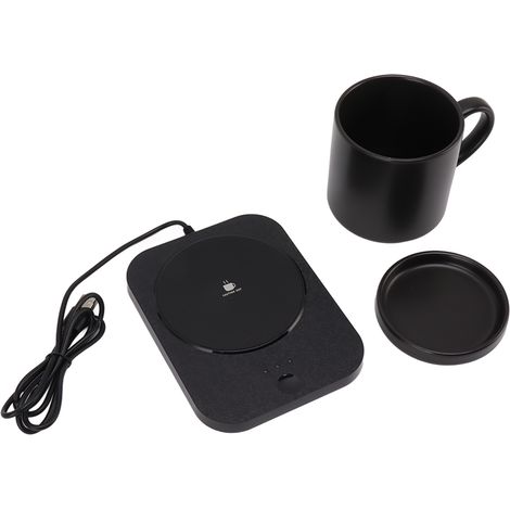 Chauffe-tasse électrique intelligent à 55 °C, alimentation USB, avec tasse en céramique, pour bureau, 5 V, noir. (1/5)