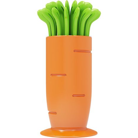Fourchette Fruits Carotte - Fourchette Jetable en Plastique à Deux Dents - Pour Desserts et Fruits - 30 Pièces (1/5)
