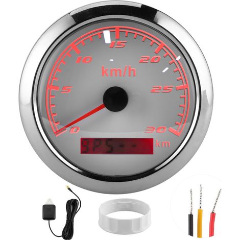 Compteur de vitesse GPS 30 km/h, odomètre 85 mm, étanche IP67, pour bateau, voiture, yacht, moto, cadran blanc (1/5)