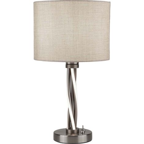 Lampada Da Scrivania Las Vegas Acciaio Argento Tessuto Bianco 1 Luce E27 (1/2)