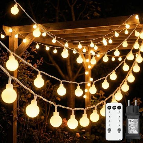Lichterkette für den Außenbereich – 35 m lang – 300 warmweiße LEDs – 8 Beleuchtungsmodi (1/5)