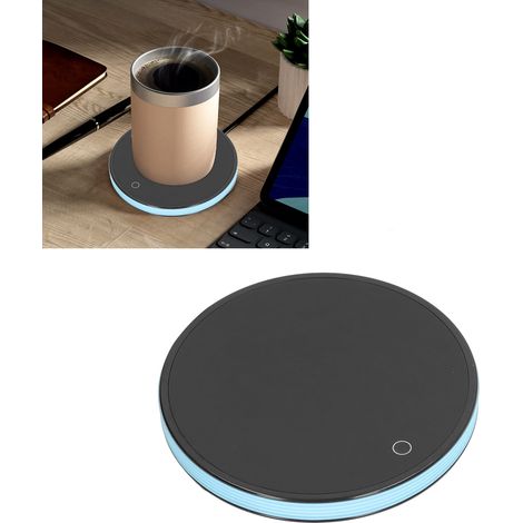 Chauffe-tasse portable en alliage d'aluminium 18W - Plaque chauffante pour café, thé et lait - Prise UE 220V - Bleu