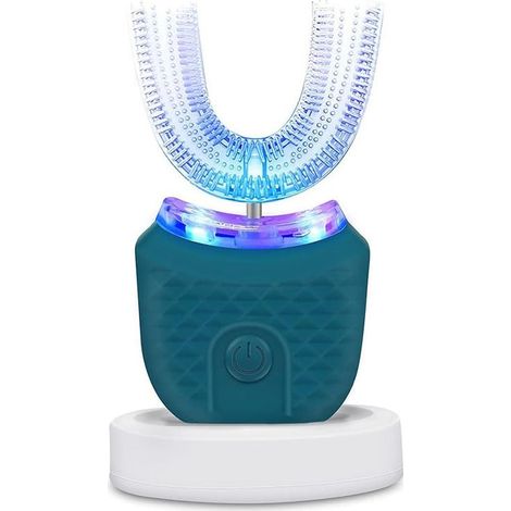 Brosse à dents électrique en forme de U [RM]360° – 3 modes de nettoyage pour une hygiène dentaire efficace, étanche IPX7, nettoyeur de dents ultrasonique automatique vert-AquaForge (1/5)