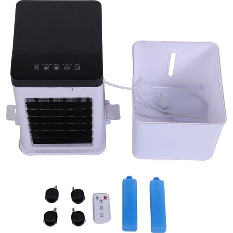 Climatiseur portable de 15 litres avec double réservoir, oscillation grand angle à 90°, 3 vitesses, rafraîchisseur, humidificateur et ventilateur pour la maison et le bureau, prise américaine et téléc (1/2)