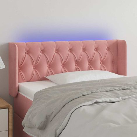 vidaXL Cabecero con LED de terciopelo rosa 103x16x78/88 cm (1/5)