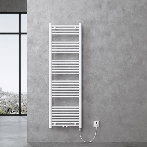doporro Radiador de Baño Calentador de Toallas 160x60cm Radiador Tubular Horizontal Calefacción Eléctrica Blanco con Elemento Calefactor Eléctrico 800W (1/5)