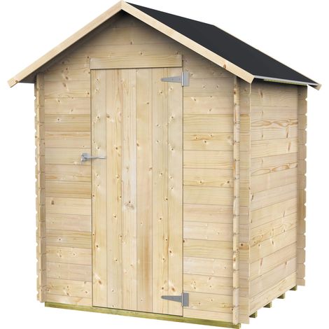 Casetta Box da Giardino per Attrezzi 146x130 cm con Porta Singola Cieca in Legno Naturale (1/4)