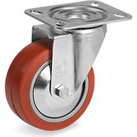 Roulette pivotante Ø 100 mm CAOUTCHOUC pour FOUR DE CUISSON de - 30 à +250°C ROULEMENT (1/2)