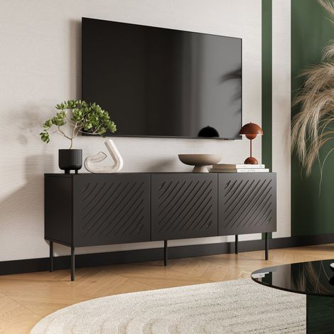 Fernsehschrank Termoli, Modular, Schubladen, ein Regal, 150,5x42x60h cm Schwarz (1/4)