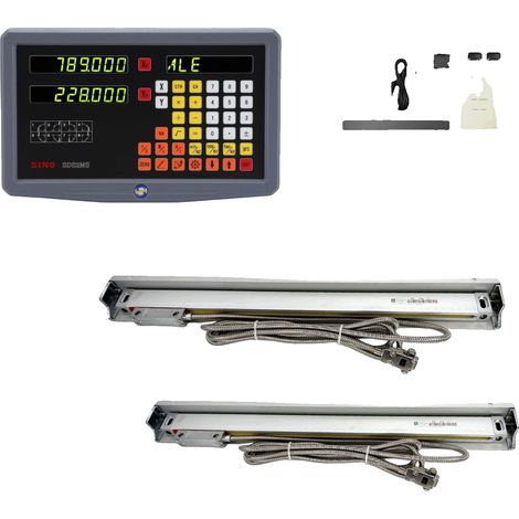 Visualizador digital de coordenadas (DRO), funcionamiento en doble eje, precisión de 5 µm, kit completo de 0,005 mm. (1/2)