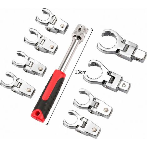 Coffret 9 Cles a Cliquet Orientable 180 Degres Acier - Jeu de Cles Articulees (1/4)