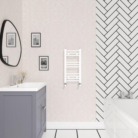 Designer Curved Heated Towel Rail Radiator Bathroom Ladder Warmer Rads 600x300mm White (1/5)