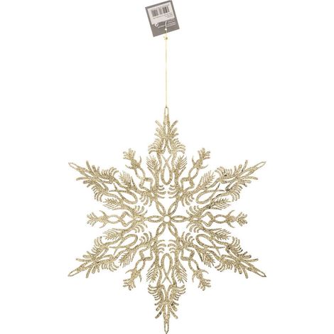 Weihnachtshänger Flocke Arabeske aus Kunststoff 35cm gold - Feeric lights & christmas