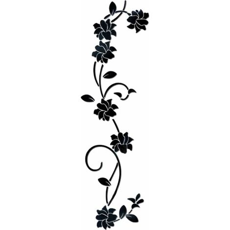 SHINING HOUSE Pegatinas de pared de espejo acrílico con diseño de flores y enredaderas, elegante pegatina de pared con espejo, decoración de pared con espejo adhesivo para el hogar, sala de estar, dor (1/5)