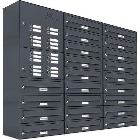 22er Briefkasten Anlage Aufputz - Wandmontage RAL 7016 Anthrazit Klingel (1/5)