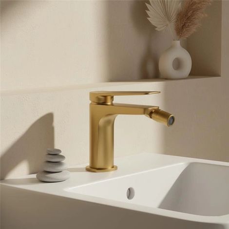 Exagonshop Miscelatore bidet senza scarico in ottone oro