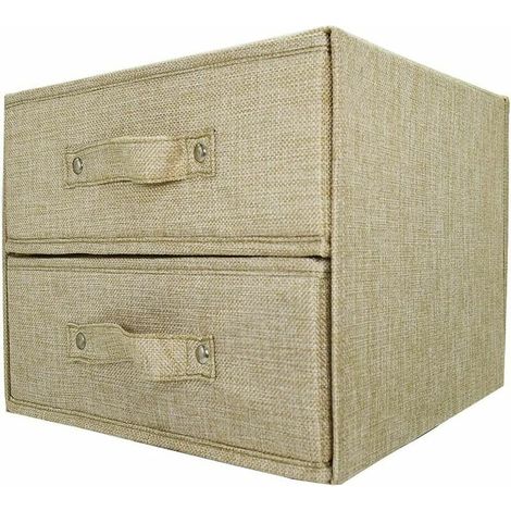 Commode en tissu tour de rangement organiseur pour vêtements sous-vêtements sous-vêtements chaussettes cravates écharpes beige 2 grands tiroirs beige (1/5)