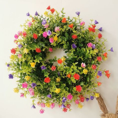 Guirlande Porte Gypsophile - Couronne Fleurie Artificielle pour Décoration Intérieure et Extérieure - Diamètre 30 cm à 45 cm - 1 Pièce (1/5)