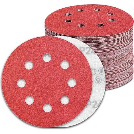Disques Abrasifs 125mm Grain 240 Papier Poncer Pièces 8 Trous Disque Poncage pour Ponceuse Excentrique (1/4)