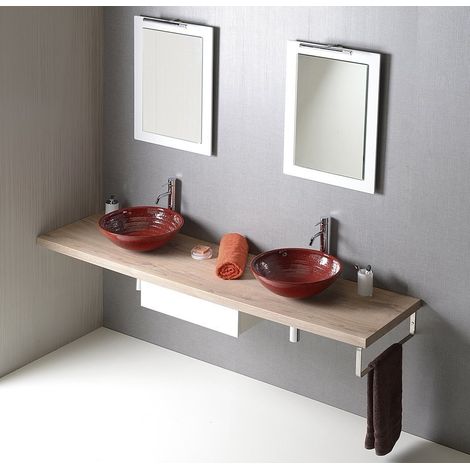 AVICE MDF Washbasin Countertop 220x50cm, chêne rover (1/5)