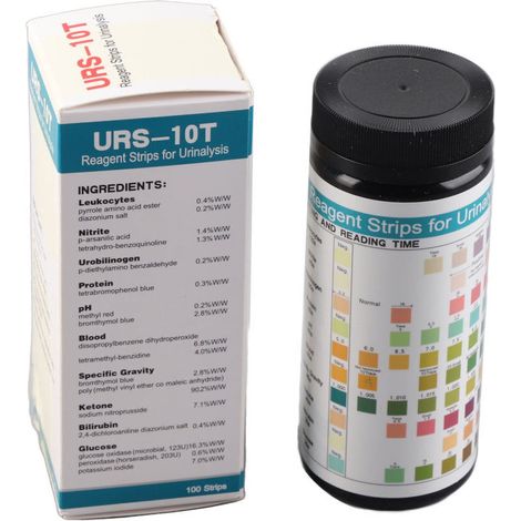 Flasche mit 100 Urinteststreifen mit 10 Parametern zur Analyse und Überwachung der Gesundheit (1/5)