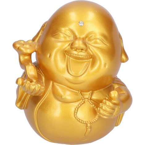 Statuette Bouddha Maitreya Doré, décoration bouddhiste zen pour intérieur, figurine porte-bonheur en résine. (1/5)