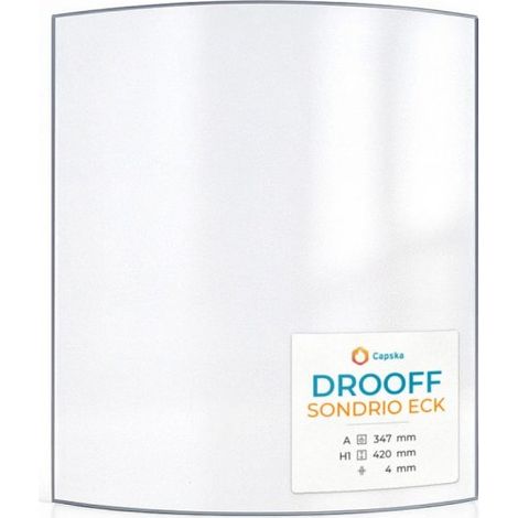 Vitre Drooff SONDRIO ECK - Verre Courbe pour poêle à bois - 347 x 420 mm (A x H) - 4 mm (1/5)