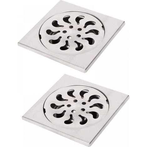 10x10x30mm 2 pezzi Scarico a pavimento in acciaio inox, griglia quadrata per doccia, filtro per doccia, raccogli capelli per bagno (1/5)