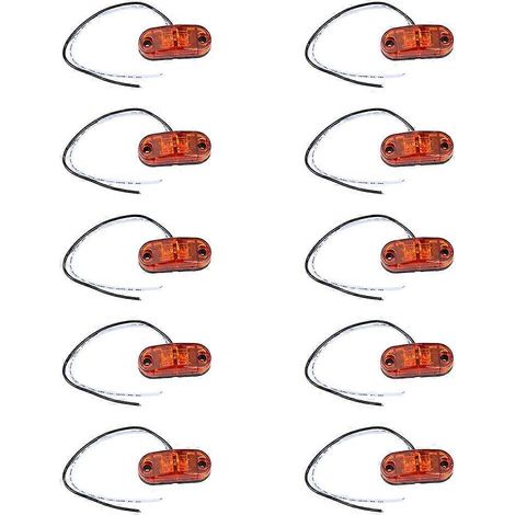 10 Stück 2,5 Zoll 2-LED Seitenmarkierungsleuchten, oval, superhell, wasserdicht, für PKW, Anhänger, LKW, gelb