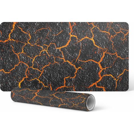 Alfombrilla de escritorio antideslizante con estampado de lava agrietada, 90x45 cm.
