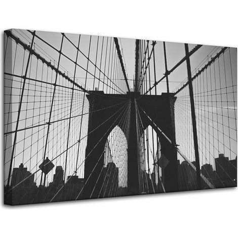 Leinwanddruck Architektur Brooklyn Bridge 80x50 Schwarzweiß USA