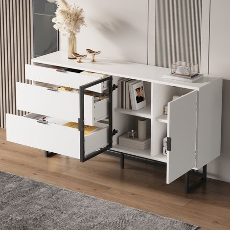 Sideboard mit LED-Beleuchtung, 3 Schubladen, 160x36x78 cm OKMYHOME (1/5)