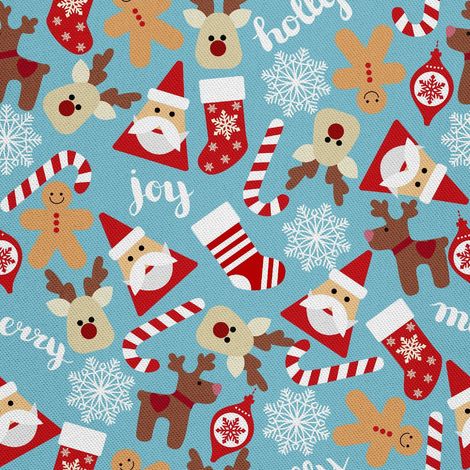 Tela decorativa Oxford para exteriores - Motivo navideño sobre fondo azul (1/5)