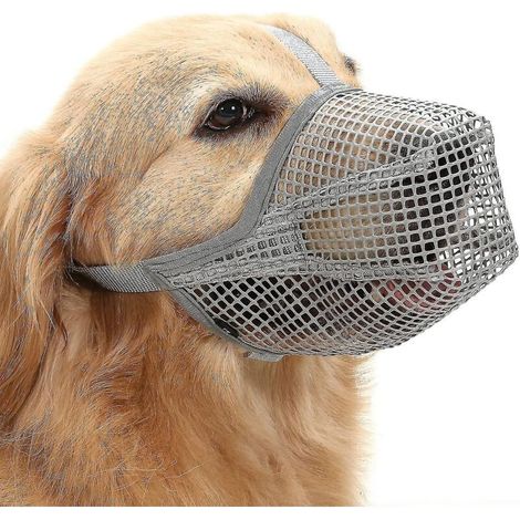 Hundemaulkorb mit verstellbaren Riemen, weiches, netzüberzogenes Maulkorbgewebe für kleine, mittlere und große Hunde [kostenlos] - M - Grau (1/5)