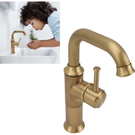 Europäische Bad- und Küchenarmaturen komplett aus Kupfer mit separaten Warm- und Kaltwasserleitungen Armaturen und Waschtischarmaturen im Retro-Stil bleifreie Goldoberfläche. (1/5)