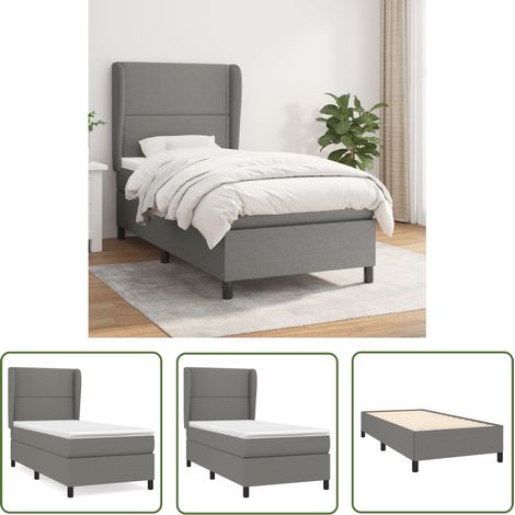 The Living Store Boxspringbett mit Matratze Dunkelgrau 90x190 cm Stoff - Boxspringbett - Doppelbett - Bettenrahmen - Matratze - Nachttisch (1/5)