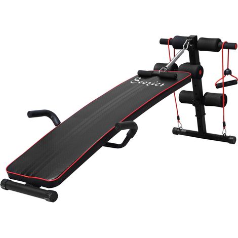 CHICFURN Banco de musculación abdominal 137,5 x 55,5 x 50-68 cm acero negro, bandas, 120 kg (1/5)